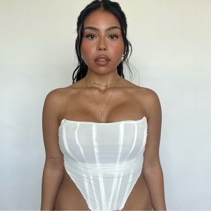 White sheer mesh corset